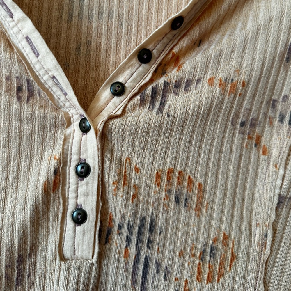 Free People Layer Me Hanley - Just Peachy Floral Ribbed Shirt, Size S - Picture 3 of 8